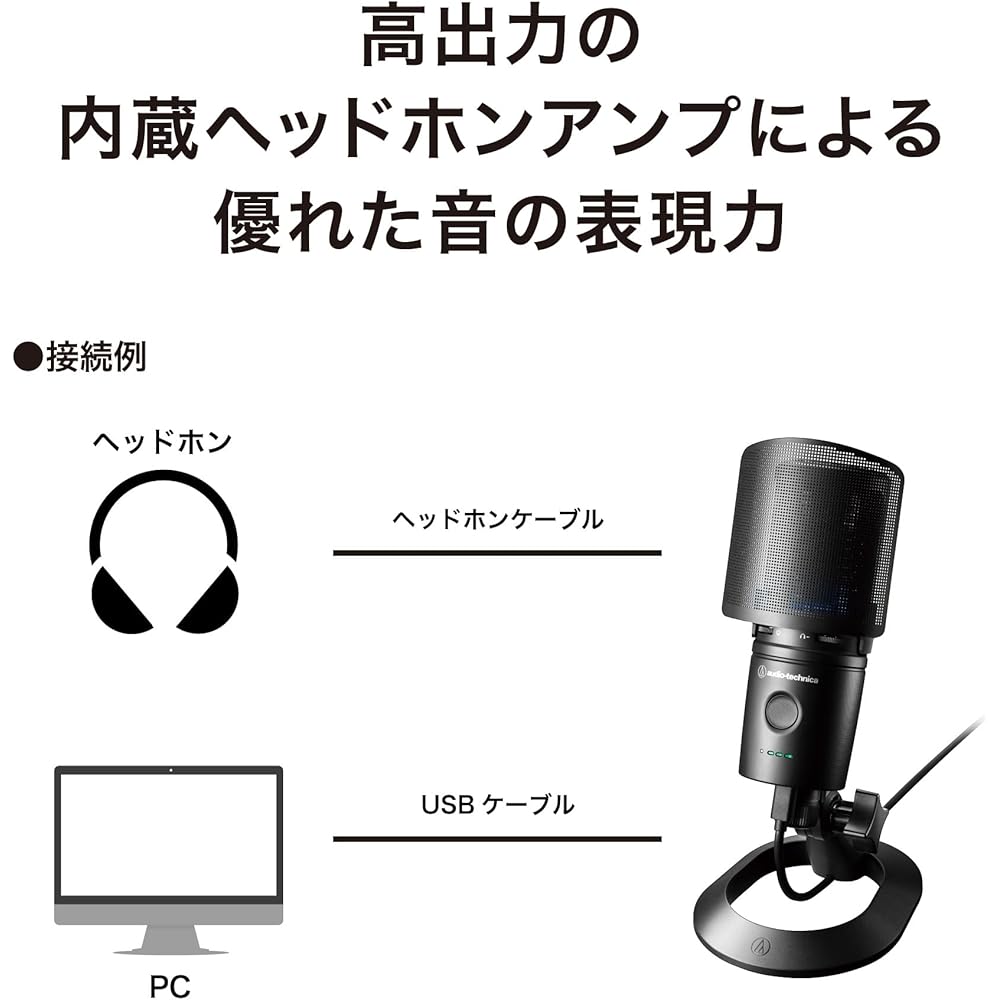 Audio-Technica AT2020USB-XP USB-конденсаторный микрофон с шумоподавлением и автоматической регулировкой усиления для игр и стриминга