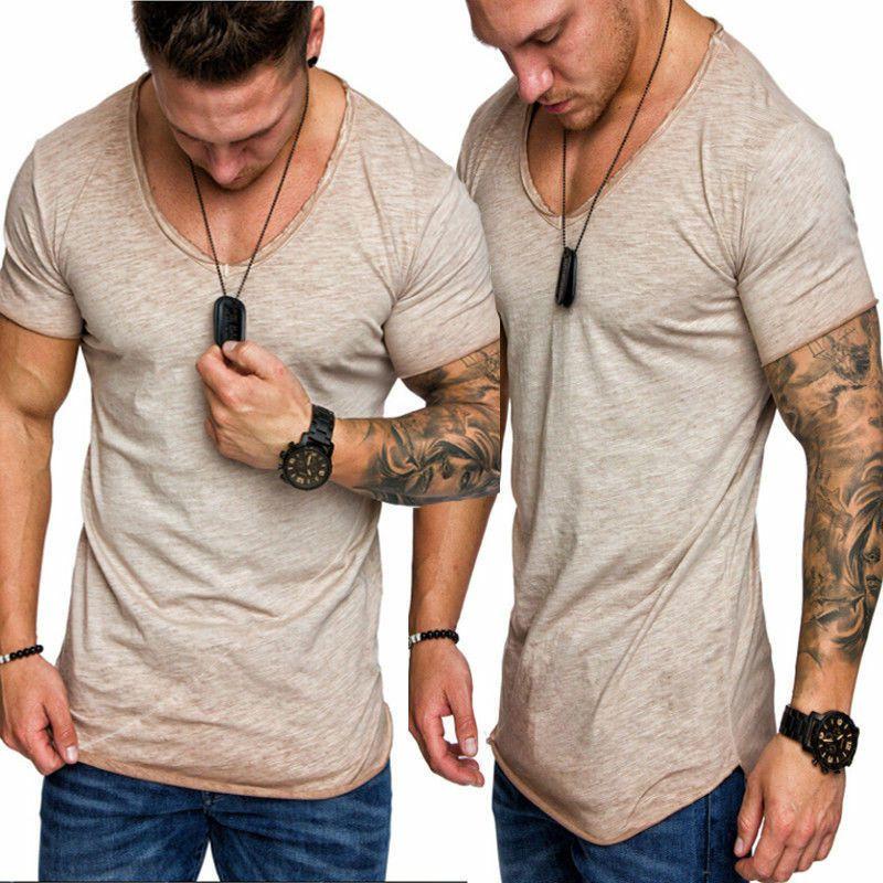 Fashion Men's Casual Tops V-neck T-shirt With Slim Fit And Premium Cotton Blend