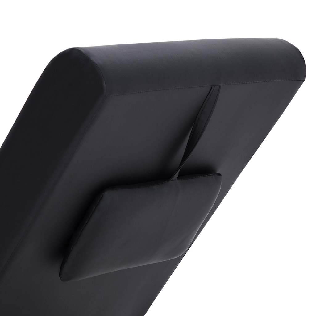 Massage Chaise Longue with Cushions Black Faux Leather