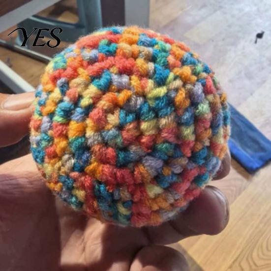 Sensory Play Ball Kids Throwing Toy, Crochet Kick Sack Bag, Hand-Knitted Rainbow Wool Ball, Wear-resistant Beach Toy Soft Durable Fitness for Outdoor