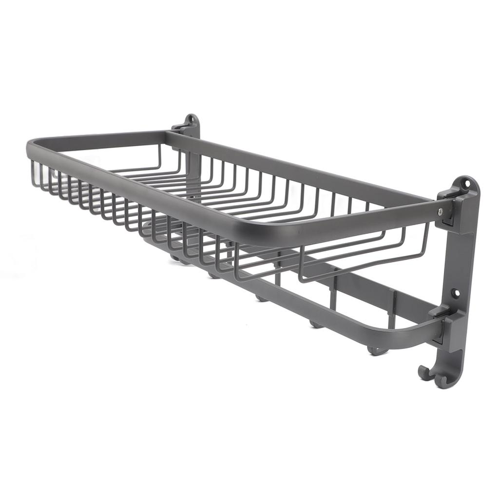 Foldable Towel Shelf with Towel Bars Hooks Punch Free Rust Resistant Space Aluminum Bathroom Towel