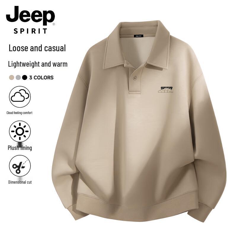 JEEP SPIRIT Men's Fleece Polo Sweatshirt