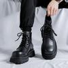 Black Martin Boots Men's 2025 New Summer Thick-soled Super Fire British Wind Locomotive Middle Help Tooling Short Boots 7362-R