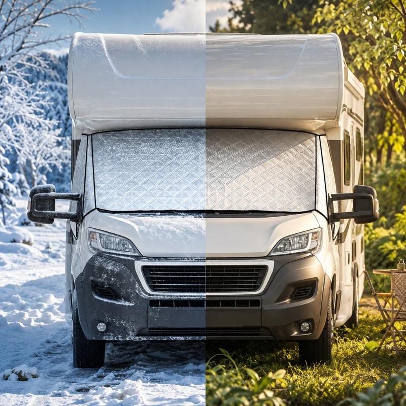 Солнцезащитный чехол на лобовое стекло автодома/RV, сегментированной формы, для защиты стекла во время летних стоянок на улице