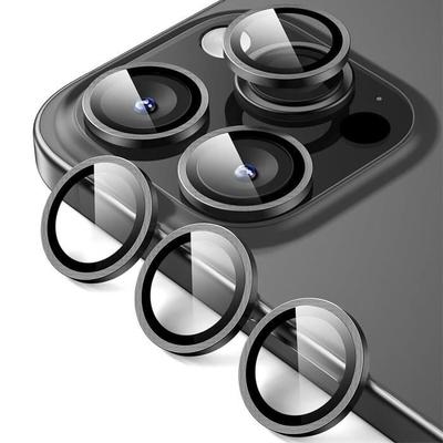 Защита камеры - для iPhone - 15 Pro/Pro Max - Закаленное стекло - Защита от царапин - Черный контур