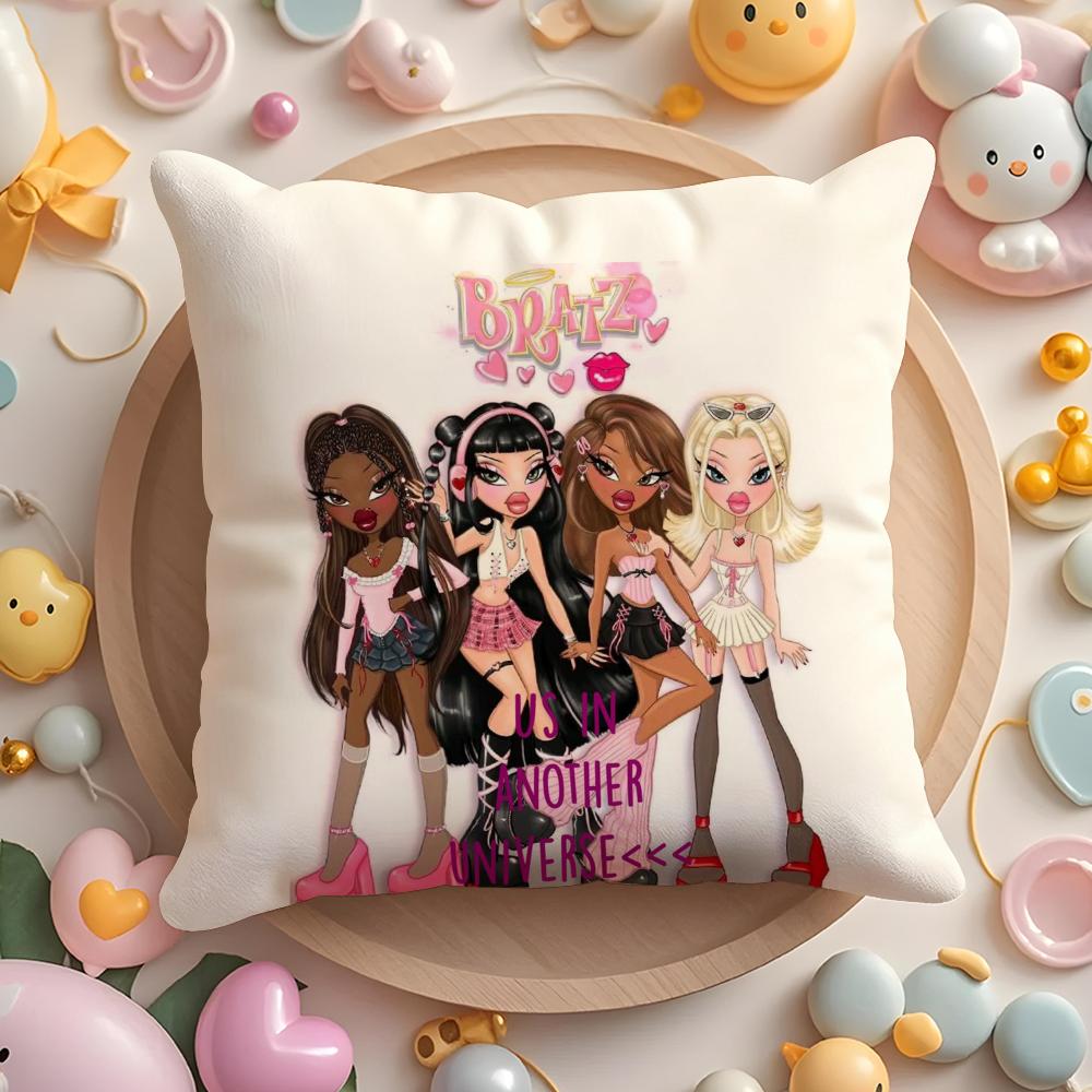 PIKPAKA Fashion BBratz MMask Gir Cushion Cover Plush Fabric Soft DoubleSided Printed Sofa Warm Winter Home Gift Pillow Cover