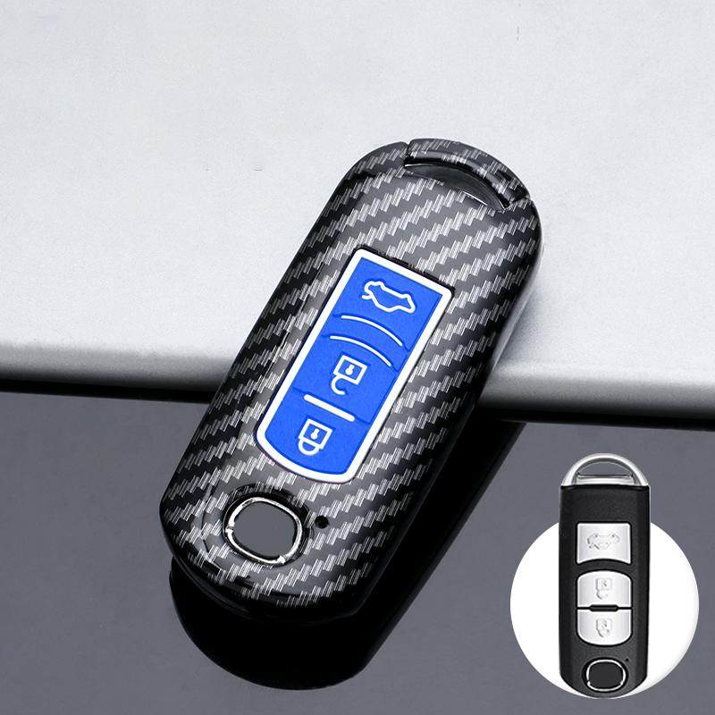 Carbon Fiber Silicon Car Key Cover Case For Mazda 3 Alexa Cx4 Cx5 Cx8   Auto Remote Smart Protective Shell Accessories