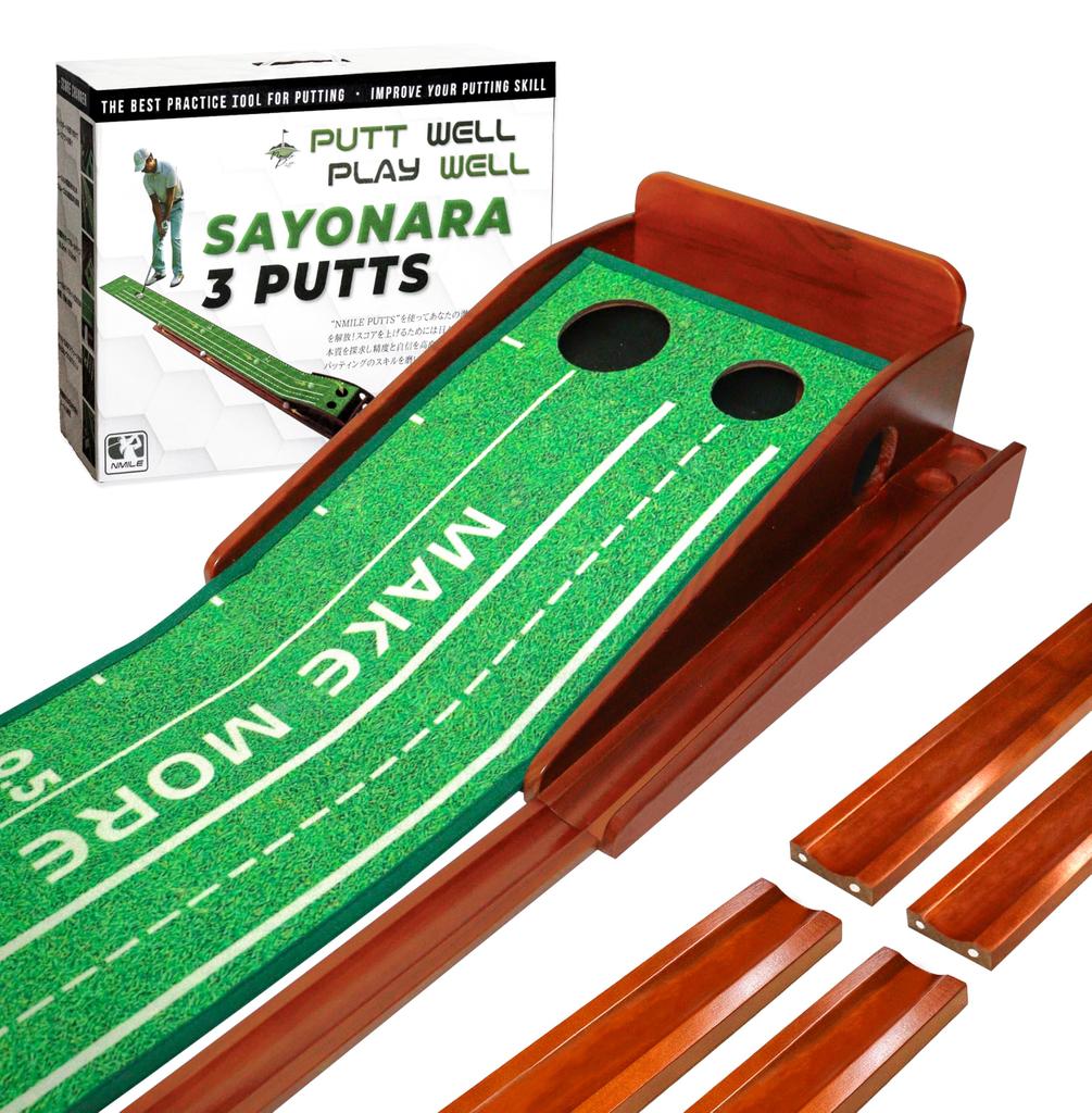 Тренировочный коврик для паттера NMILE, тренировочное оборудование для паттера, тренировочное оборудование для гольфа, автоматическая функция возврата мяча, гладкий уклон 3 м для начинающих