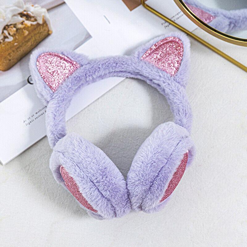 Winter Womens Kids Soft Cat Earmuffs Ladies Girls Plush Earflap Warmer Ear Muffs