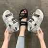 Summer Sponge Cake with Casual Open-toed Sandals for Schoolgirls Thick-soled Velcro Beach Shoes