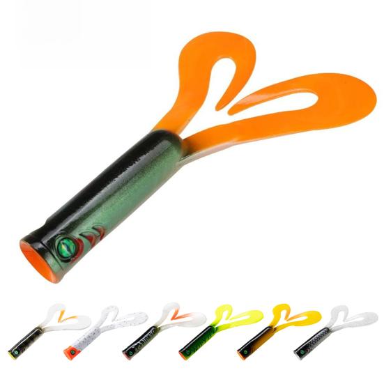 14,5 см / 21,7 г Двойной извивающийся хвост Мягкая приманка Дальний заброс ПВХ Бионическая искусственная приманка для рыбалки на пресноводную и морскую рыбу, форель, окунь