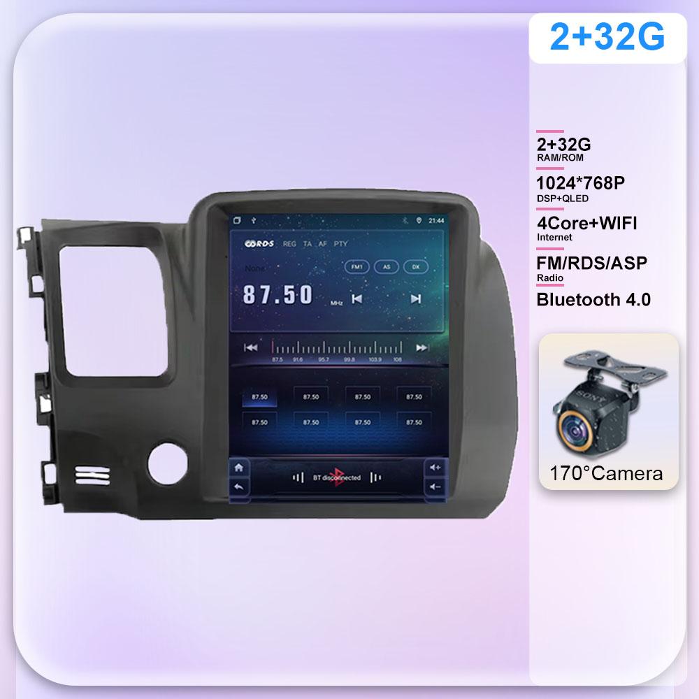 9.7 Inch Android 13 For Honda Civic 8 2005-2012 Car Radio Auto Multimedia Player GPS Navigation Carplay 5G WIFI BT No 2Din DVD