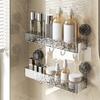 Shower Caddy Suction Cup Storage Rack Large Capacity Strong Load-bearing Easy To Install Adjustable Bottom Drainage Clear Corner Shelf
