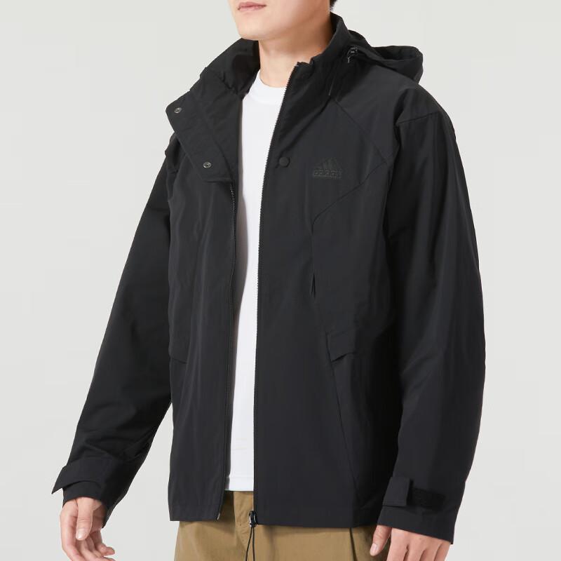 Adidas Однотонный логотип ветрозащитная повседневная куртка с капюшоном для бега мужская верхняя одежда черного цвета IP4922