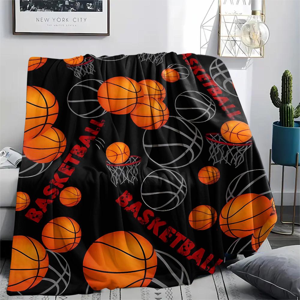 1Pc Basketball Print Flannel Blanket, High quality Comfortable for All Seasons, Home Decor, Warmth and Comfort, Perfect for Christmas Gifts