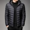 Men's Slim Down Jacket: Short, Stand Collar, Hooded, for Fall and Winter