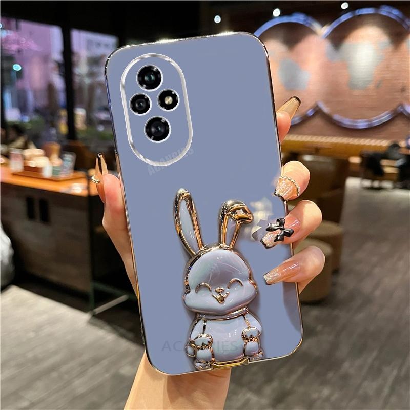 Honor200 Luxury Rabbit Holder Case For Huawei Honor 200 Pro 90 70 50 90pro honor90 Lite Plating Silicone Stand Cover honor200pro