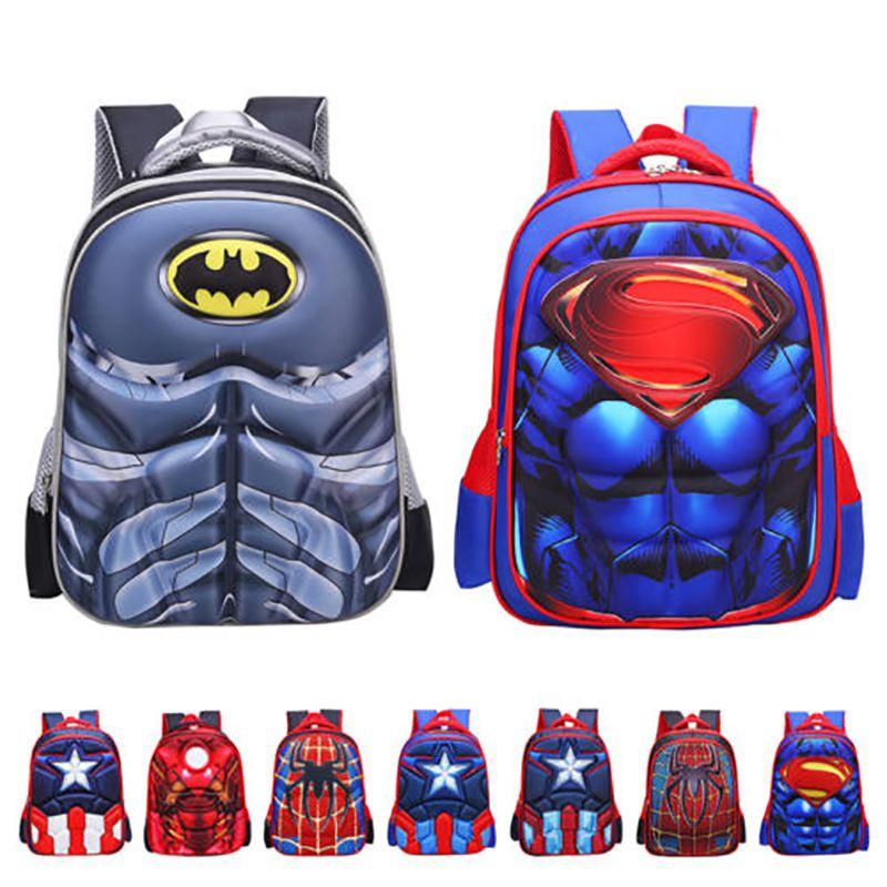 3d Spiderman Batman Captain America Childrens School Bag Backpack For Boys Kids