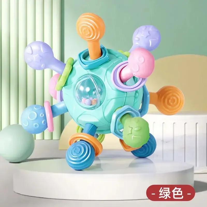 Baby Toys 0 12 Months Rotating Rattle Ball Grasping Activity Baby Development Toy Silicone Rattles Baby Sensory Toys for Babies