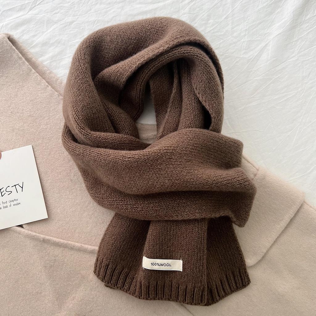 Selected Australian Pure Wool 100% Wool Scarf Solid Color Versatile Women'S New Winter Warm Knitted Scarf