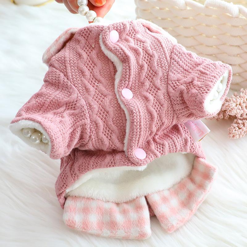 Soft Warm Dog Winter Clothes Button Sweater Pet Wool Shirt for Puppy Cat Teddy Chihuahua Pug - Autumn Winter Clothing