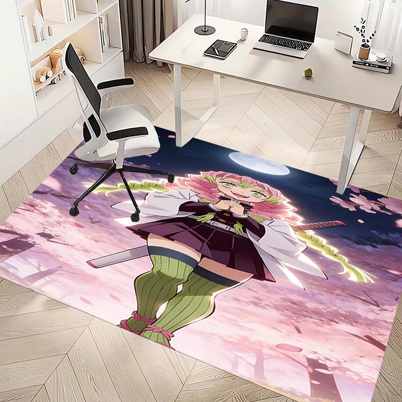 1pc Nezuko Demon Slayer Kanroji Mitsuri Print Area Rug - Soft, Washable Non-Slip Indoor Mat, Living Room, Home Office Decorative Rug,Office Decorative