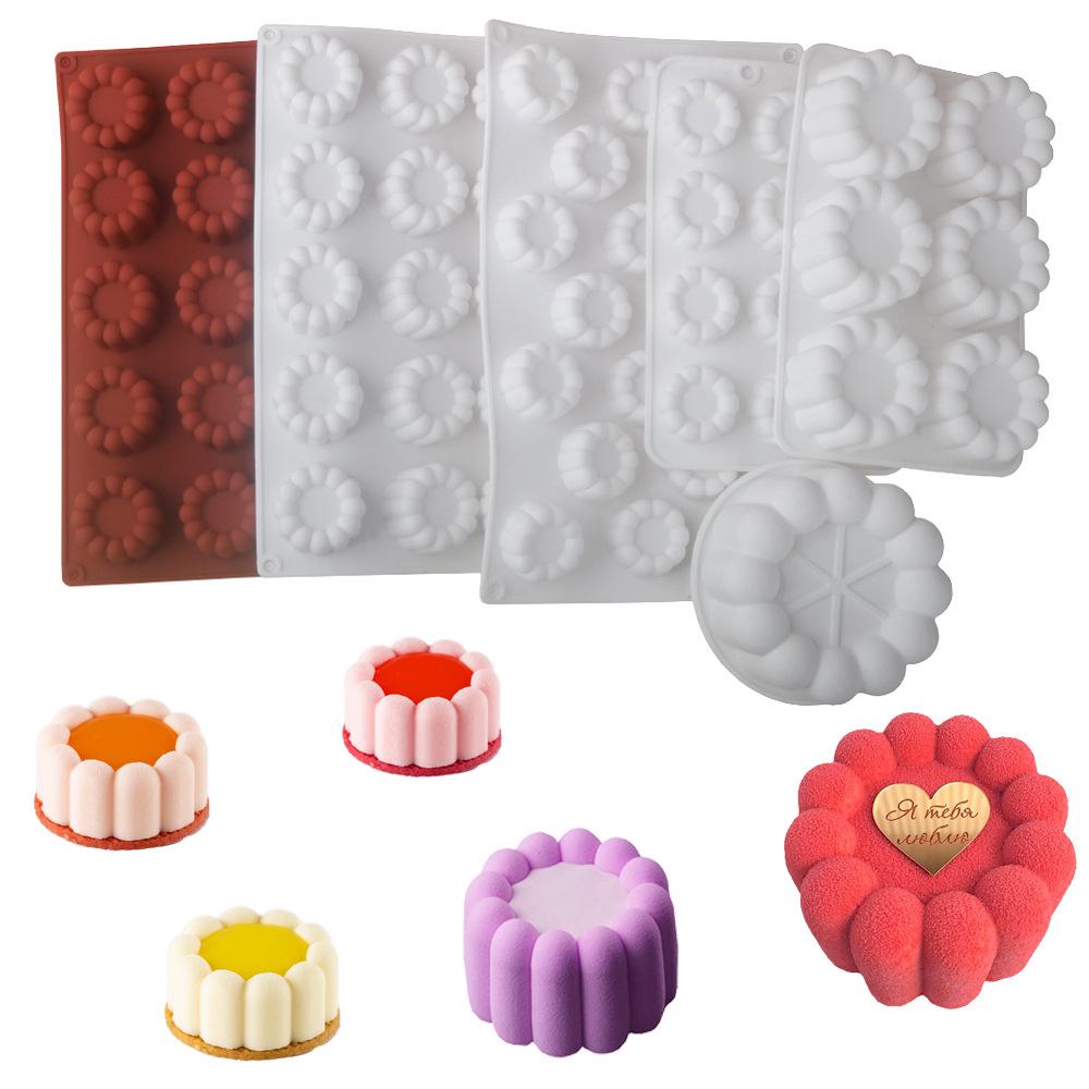 Черные силиконовые формы для муссовых тортов: Квадрат, Треугольник, Сердце, Звезда и Цветок