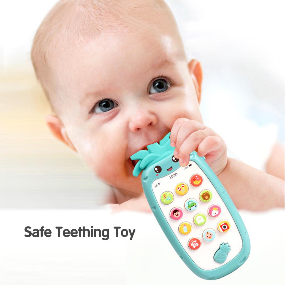 Mobile Phone Toy with Light Music & Sounds Silicone Teether Baby Multifunctional Smartphone Toy for Babies Infants Toddlers 6 Months +