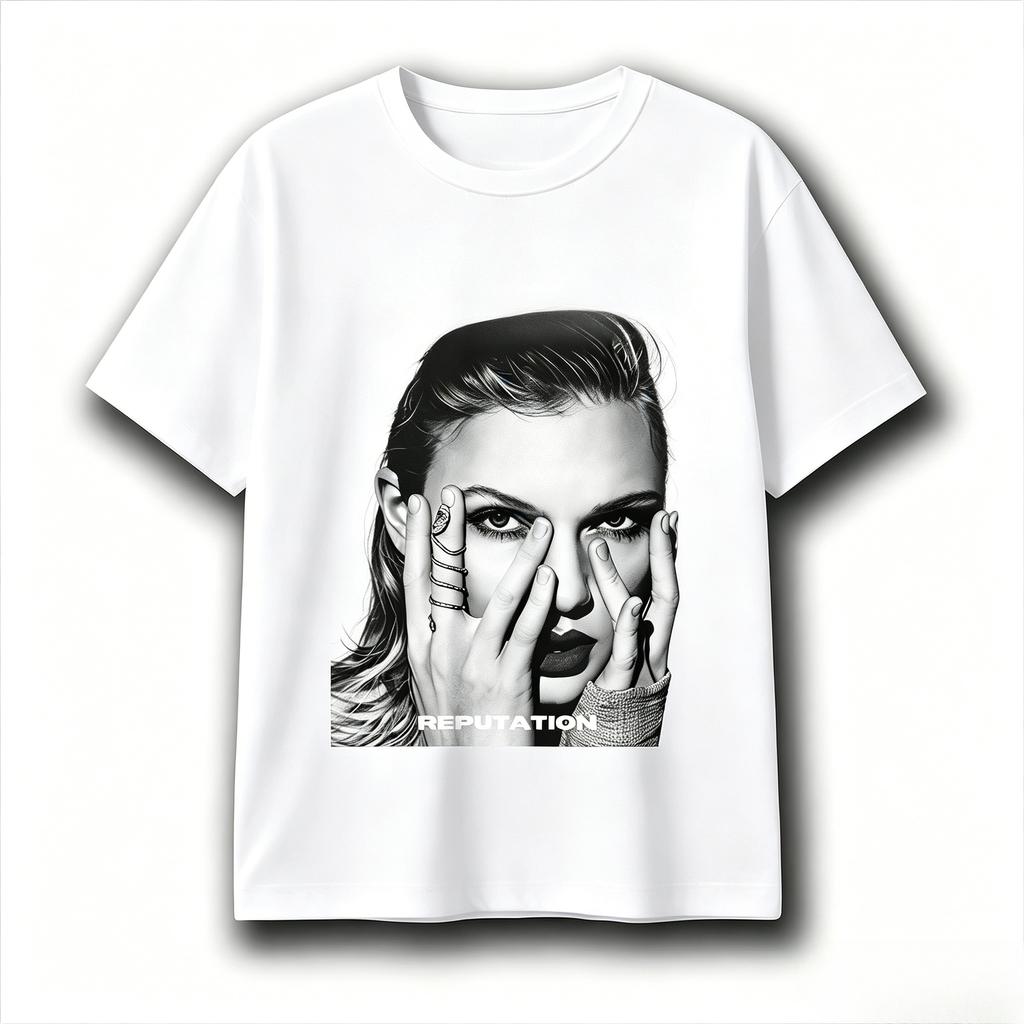 Reputation Album Graphic TShirt Unisex Unisex Pop Streetwear Short Sleeve Cotton Black White Portrait Music Fan Merch Tee Tops