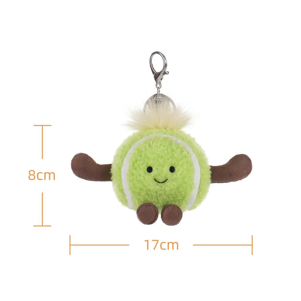 Apricot Lamb Tennis Cute Soft Keychain Plush Toy, Perfect for Boys and Girls, Fits Kids Backpacks and Purses, 8cm