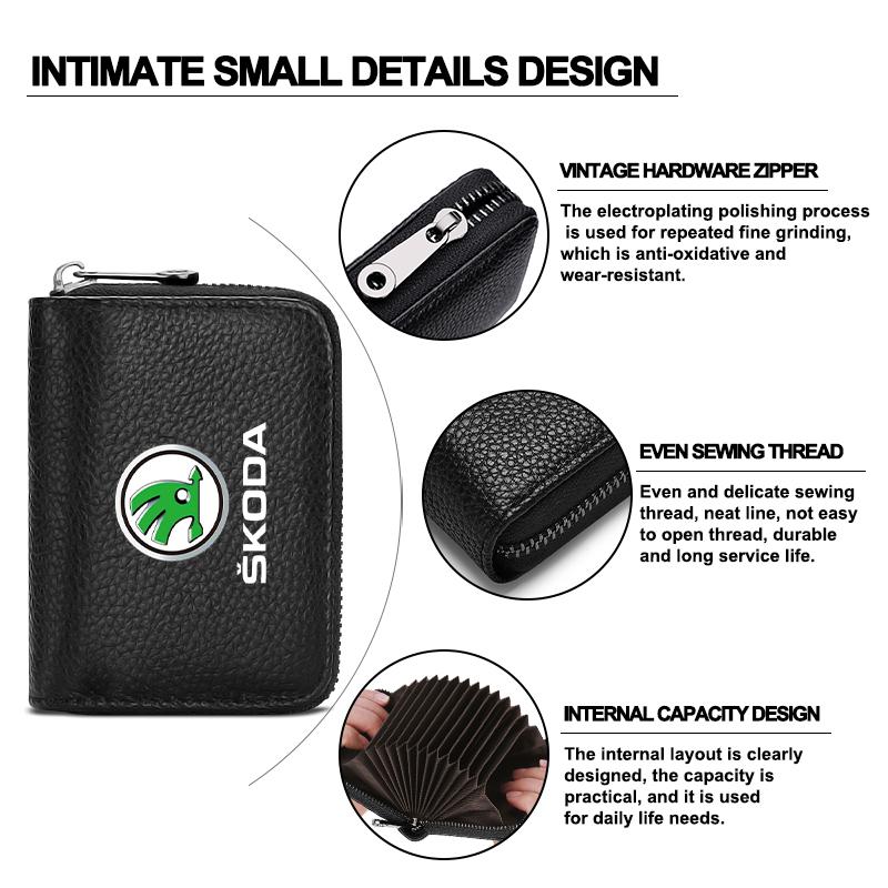 Кошелек из натуральной кожи для водительского удостоверения, ID-карты, банковских карт для Skoda Octavia Fabia A7 Kamiq Kapoq Kodiaq Rapid SCALA Superb Yeti Derivati