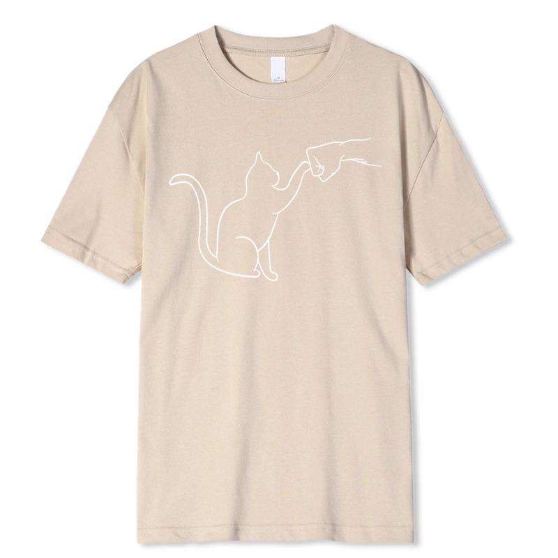 Соглашение с котом Забавные принты Мужские футболки Удобная одежда Уличная одежда Футболки Хип-хоп Футболки с круглым вырезом из 100% хлопка Мужские