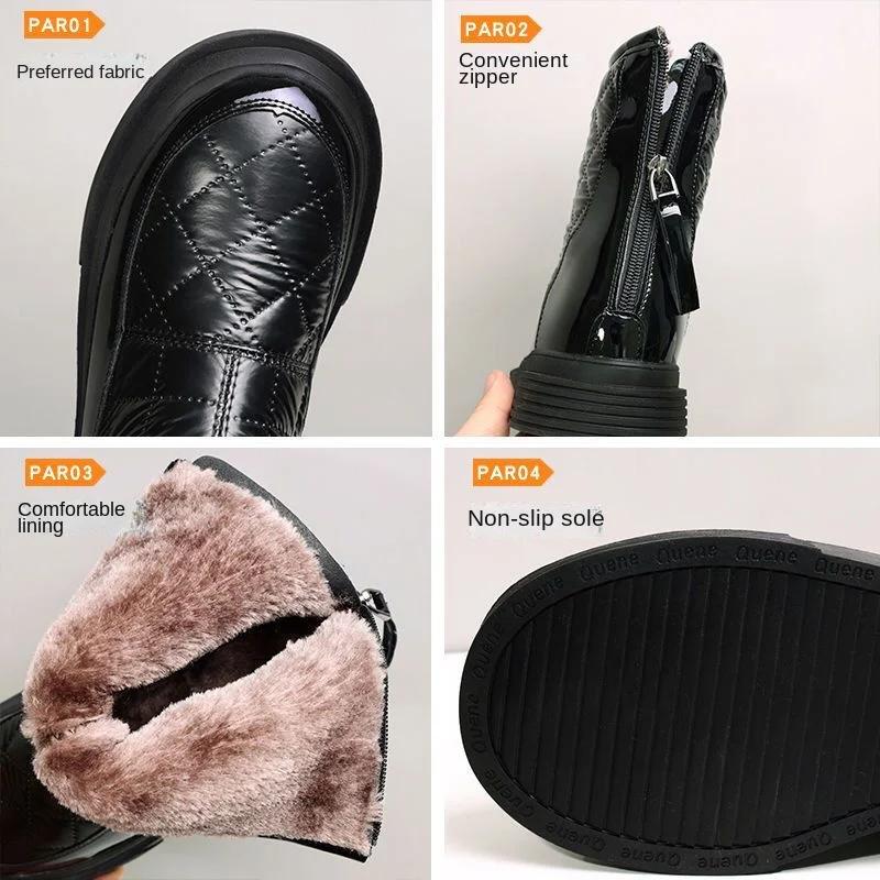 Soft Leather Snow Boots for Women New Designer Winter Waterproof Non-slip Large Cotton Ankle Boots Women's Warm Cotton Shoes