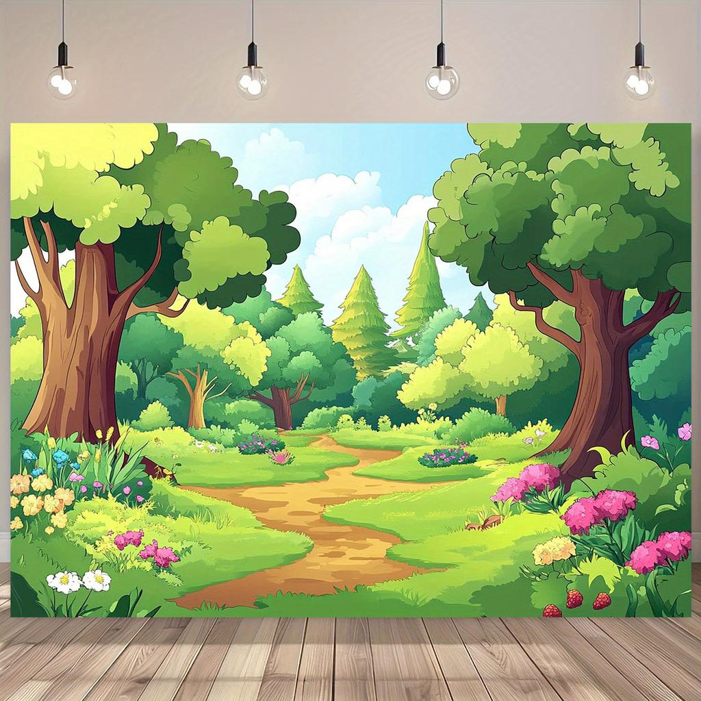 Featuring colorful flowers and trees for spring and summer photography backgrounds - suitable for children's photography