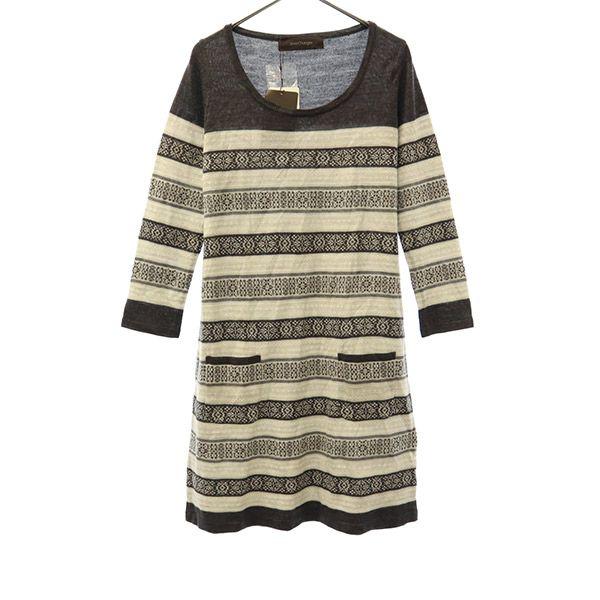 Unused Jewel Changes Overall Handle Long Sleeve Knit One Piece Free Gray Women Used