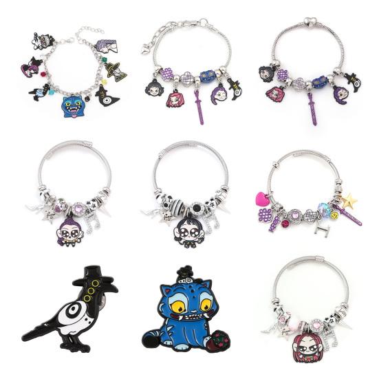 Браслет в стиле Охотников на демонов, цинковый сплав, эмаль, кошачьи шармы, змеиная цепочка, устойчивый к выцветанию, легкий, готическая фэнтези бижутерия, аксессуары