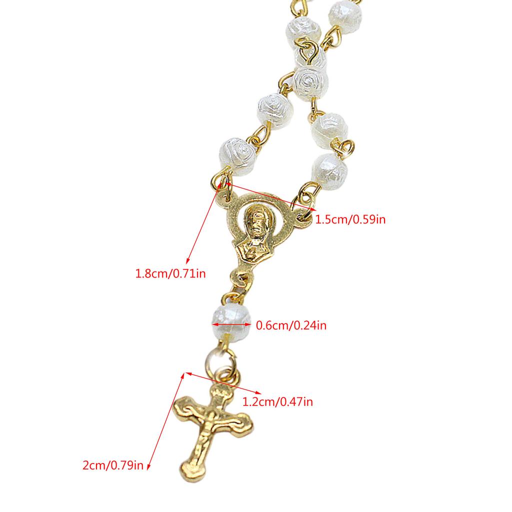 Розовый браслет-розарий с бусинами 6 мм, с крестом-подвеской, для женщин, девушек, католицизма, для молитвы, религиозные украшения на каждый день