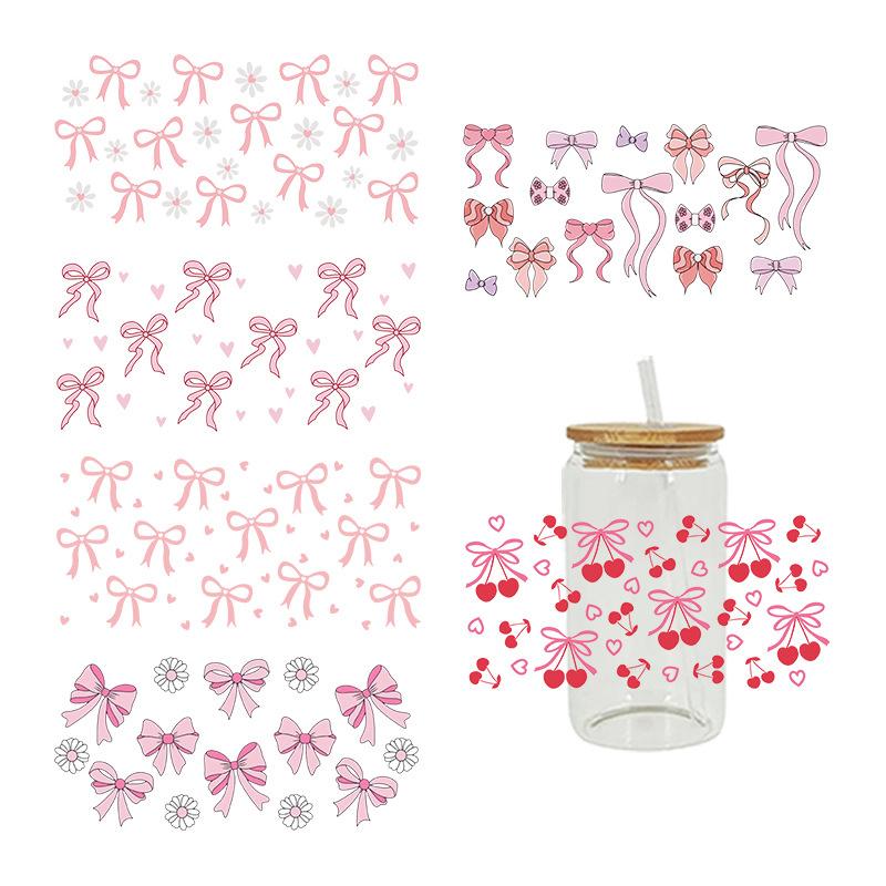 3D Uv Dtf Transfers Stickers 16Oz Cup Wraps Cartoon Bow Printed For Diy Glass Ceramic Metal Leather