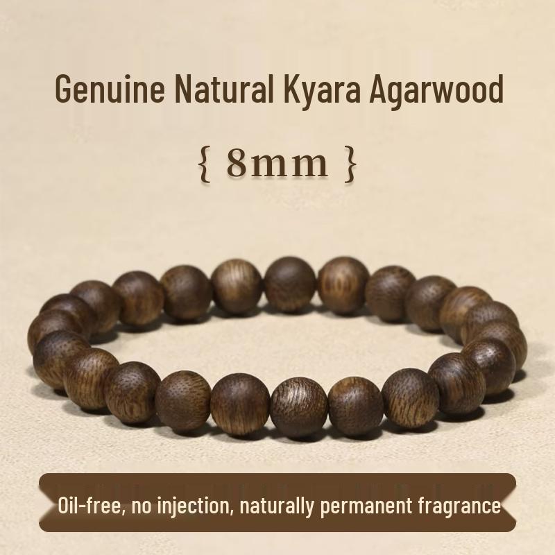 Natural Kyara Agarwood Mala 108 Beads Bracelet King Grade 0.8 - Unisex Buddhist Gift