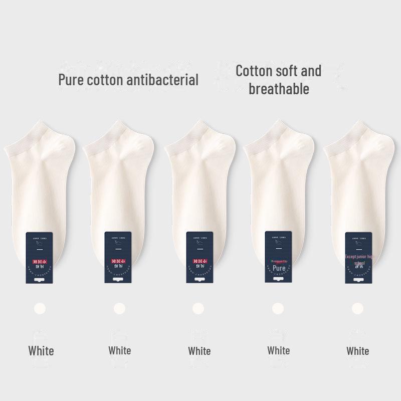 Мужские летние короткие антибактериальные носки из чистого хлопка - черные, впитывающие пот, дезодорирующие, всесезонные, тонкие, в стиле лодочки