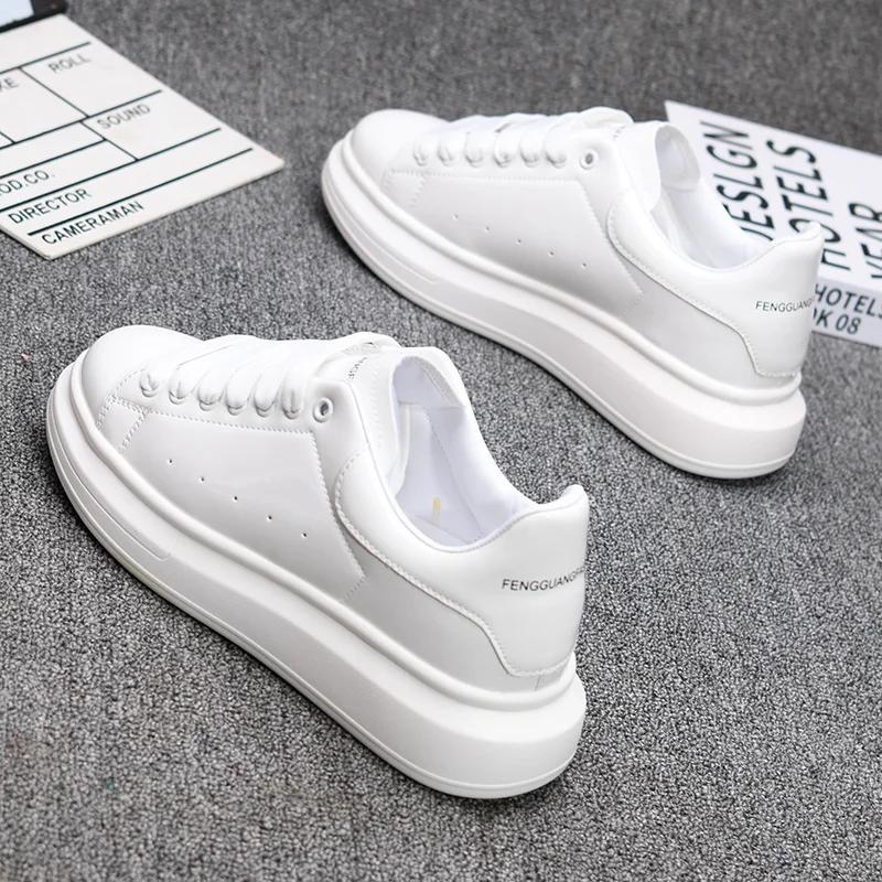 Брендовые модные мужские туфли, черные, глянцевые, на толстой подошве, белые, мужские кроссовки, универсальные, для пар, спортивные и повседневные, теннисные туфли для мужчин