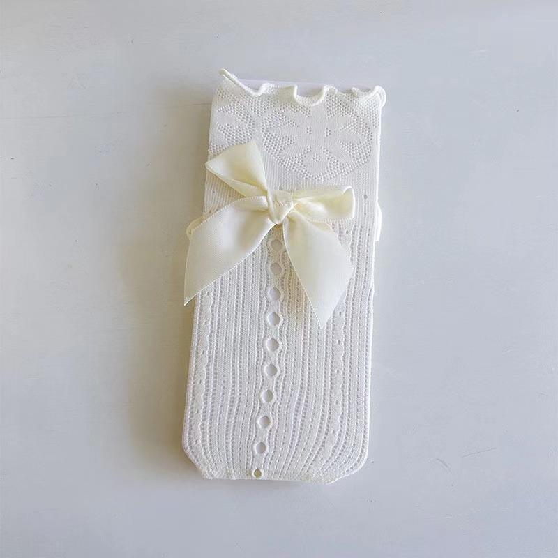 1Pair Beige Lace Bow JK Socks White Mesh Fairy Socks Lolita Japanese French Summer Thin Style with Small Leather Shoes Lace Sock