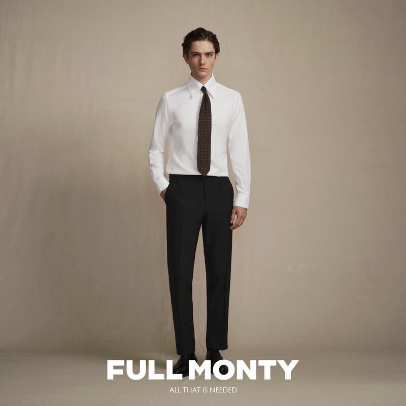 FULL MONTY Men's DP Wrinkle-Free Pure Cotton Business Formal Long Sleeve Shirt