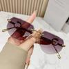 Frameless Sunglasses Female Design Sense Leopard Head Temple Sunglasses Male And Female Personality Polygon Trimming Gradual Change Glasses