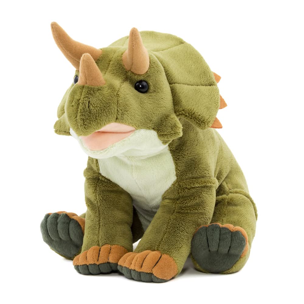 COLORATA Triceratops Plush Toy Gentle Stuffed Dinosaur Toy Gift Present Read 2 Christmas Christmas Present (M Size/Sitting Series) Touch/Realistic