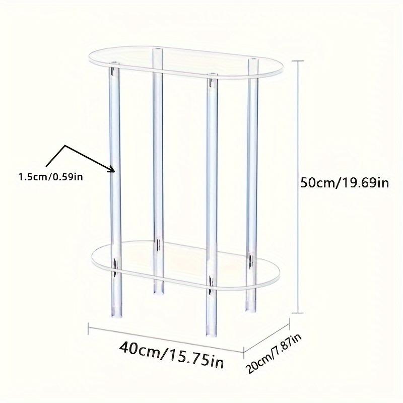 Acrylic Oval Side Table, 2-Layer Bedside Table, Perfect for Storage in Living Room, Bedroom and Bathroom