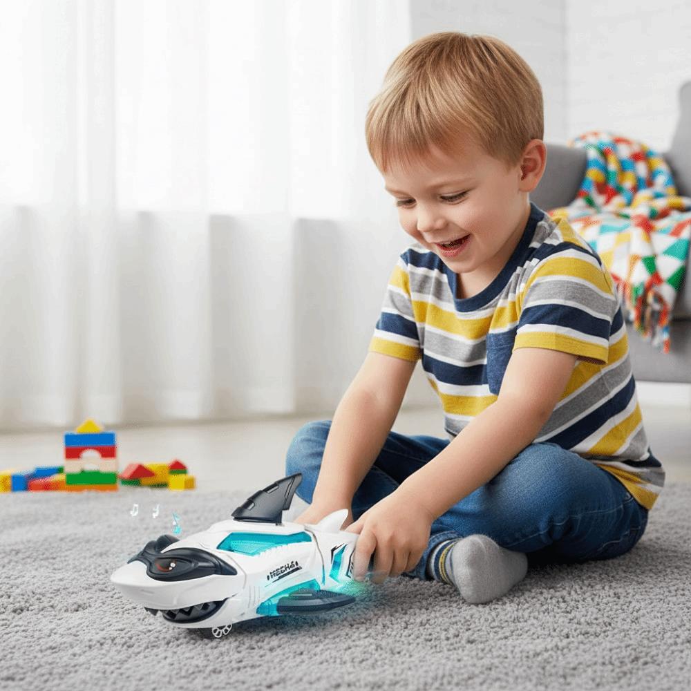 Music Light Electric Spray Crawling Crab Sound Effects Electric Shark Robotic Toy Kids Interactive