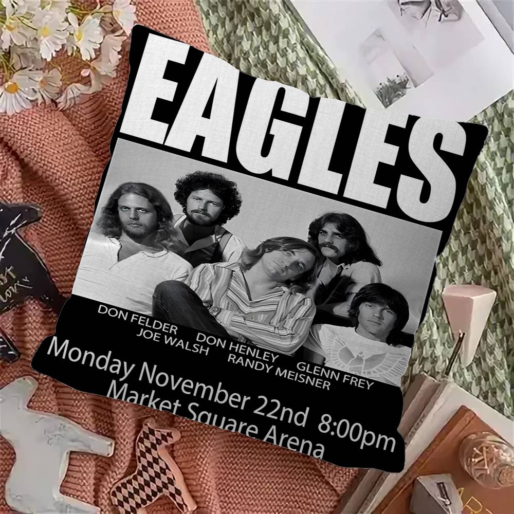 E-Eagles Band Singer Retro Pillow Case Cushion Cover Car Throw Pillow Case For Sofa Car Christmas Gift 40x40cm 45x45cm