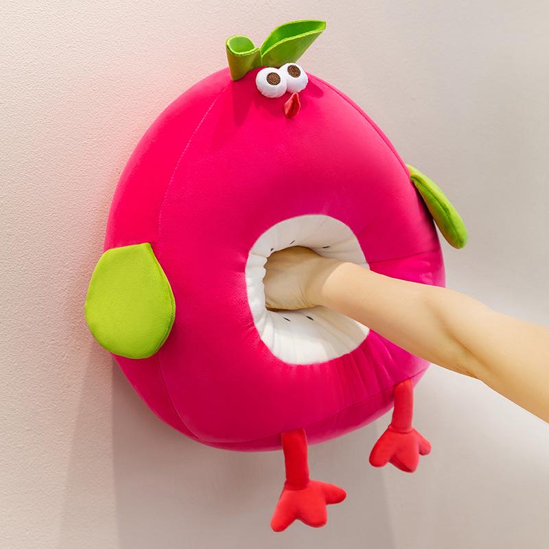 Креативная плюшевая игрушка 'Курица Питайя': Милая подушка-обнимашка в виде фруктов для детей
