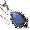 Pendant Blue Fire Labradorite Gemstone Valentine'Day Silver Jewelry 2.25"